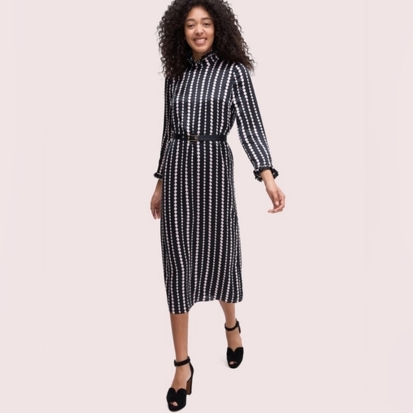 kate spade Dresses & Skirts - New KATE SPADE Pearl Drops Womens Silk Pattern Midi Dress
